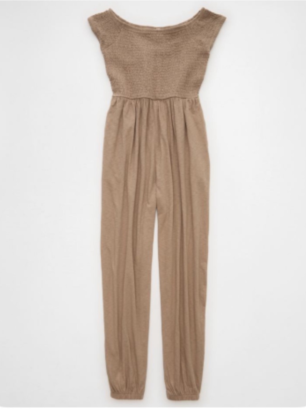 NWT! American Eagle AE Sunchaser Off-the-Shoulder Jumpsuit Brown Large